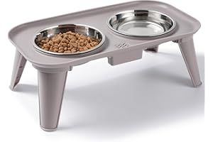 Wellbro Elevated Cat Bowls, Stainless Steel Cat Food Bowls, Whisker Stress-Free, Raised Food and Water Dish for Cats