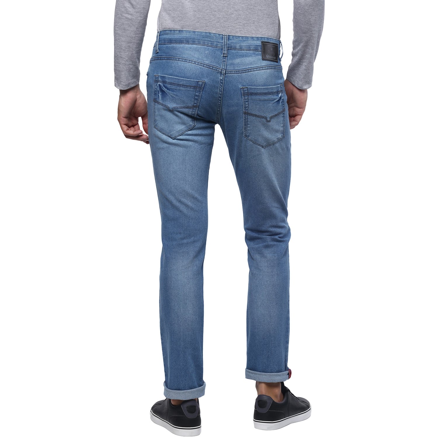 urbano fashion men's light blue stretchable slim fit jeans