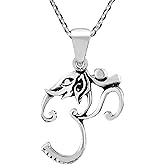 AeraVida Sterling Silver Ganesh Elephant God Mindfulness Charm-Spiritual Symbol Pendant Necklace for Women