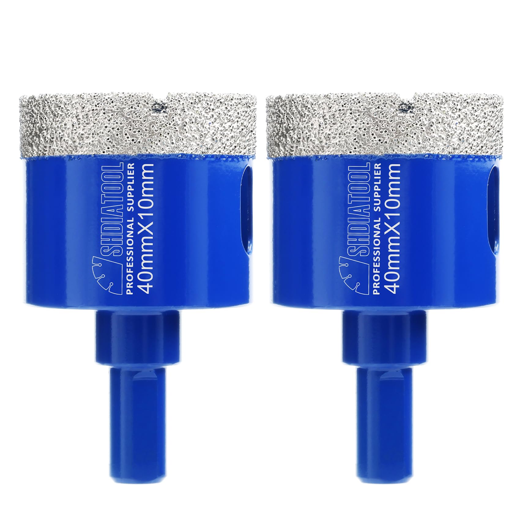 SHDIATOOL Diamond Drill Core Bits 2PC 40mm Triangle Shank Hole Saw for Porcelain Tile Marble Ceramic Granite