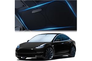 Magnelex Tesla Windshield Sun Shade (Model 3/Y), Reflective Polyester Blocks Heat & Sun, Foldable Car Window Sun Blocker, Mirror Cut-Out, Fade-Resistant Sunshade, Tesla 3 Accessories