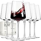 GENICOOK Wine Glasses Set Of 6,Hand Blown Lead-Free Clear Glassware,18 oz Crystal Red Wine Glasses Set,Long Stem Perfect for Party,Wedding,Brithday,Anniversary.