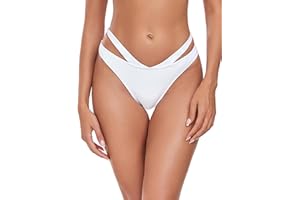 Colloyes Women's Adjustable Swim Bottoms High Cut Low Waisted Cheeky Bikini Bottoms