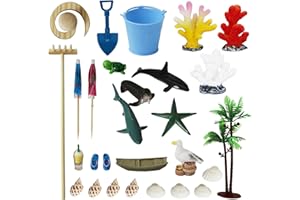 BANGBANGDA Beach Zen Garden Accessories Kit - Desktop Beach Fairy Garden Kit Sandbox Decor Tools Bamboo Rake Ornament Decoration Office Stress Relief Toys Therapy Man Woman Father Mather Meditation Zen Gifts