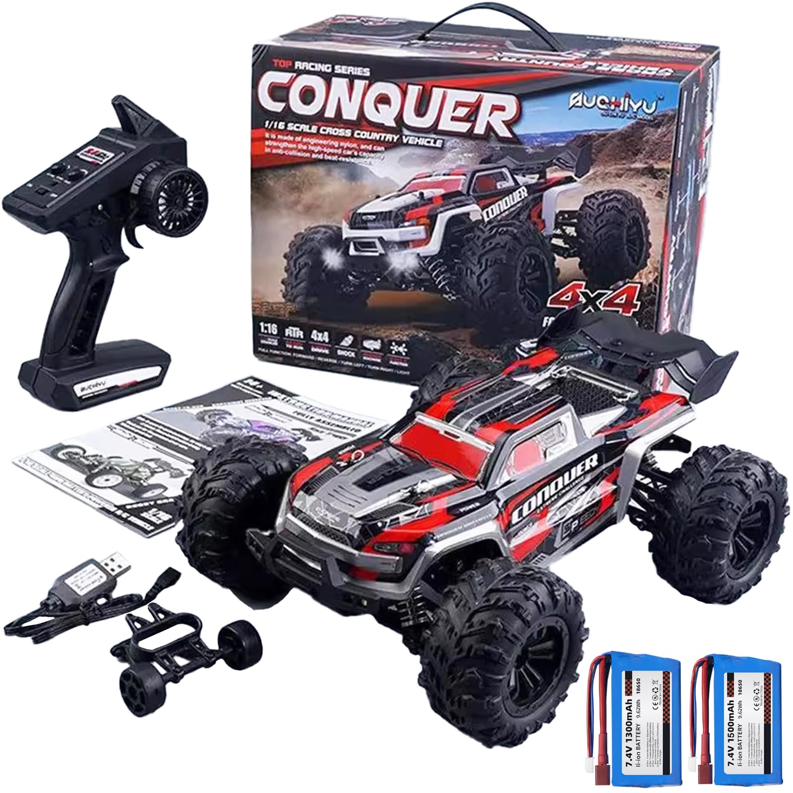 Yidedraw 1:16 Scale RC Cars 50 KMH 4WD Remote Control Car High Speed RC Truck for Adults Teens Boys 2.4 GHz All Terrains RC Buggy Off-Road Drift RC Monster Trucks with 2 Batteries 50 Mins Play