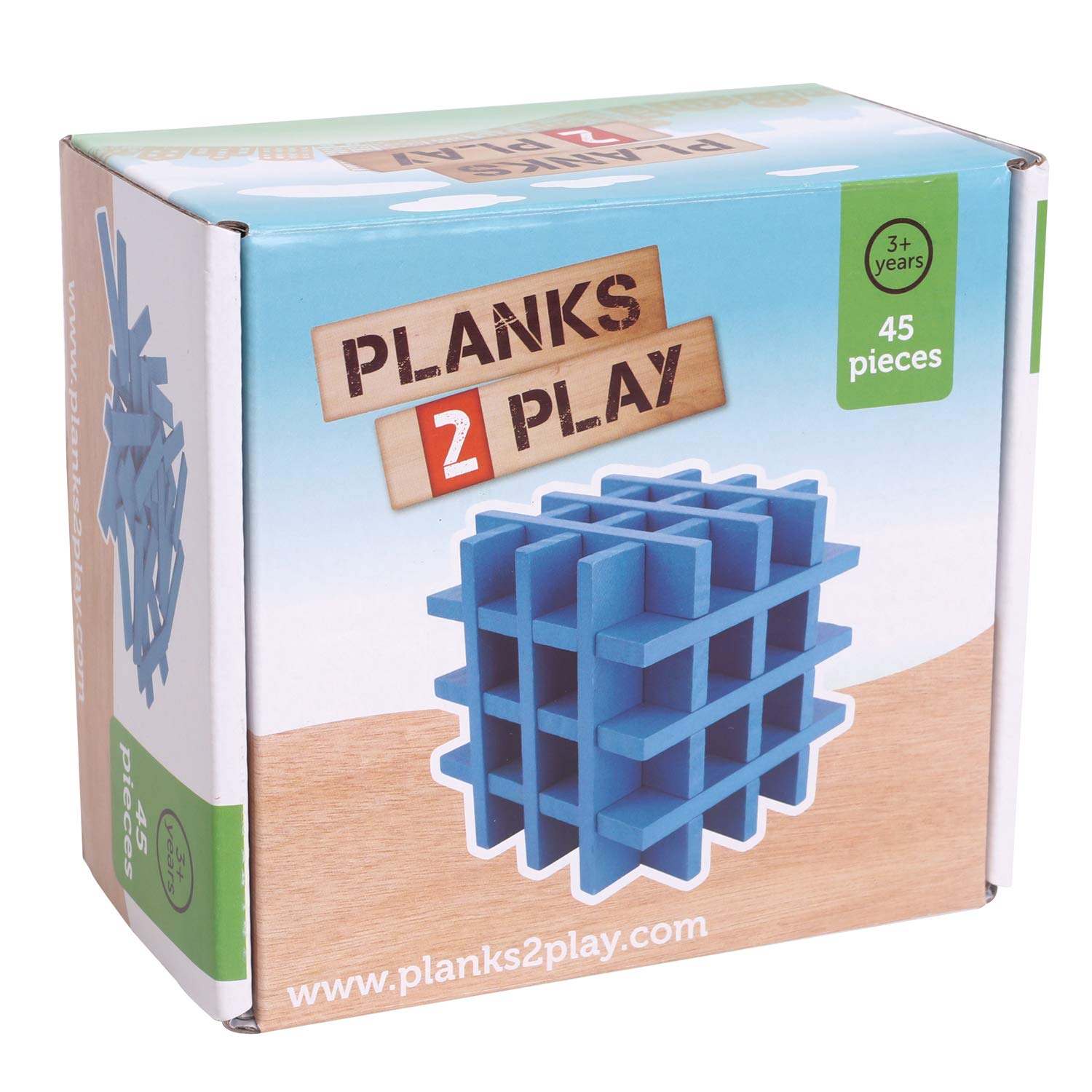 New Classic Toys Planks2Play Dark Blue Colored Wooden Building Planks 45 pieces Educational Perception Toy for Preschool Age Toddlers Boys Girls, Multi Color