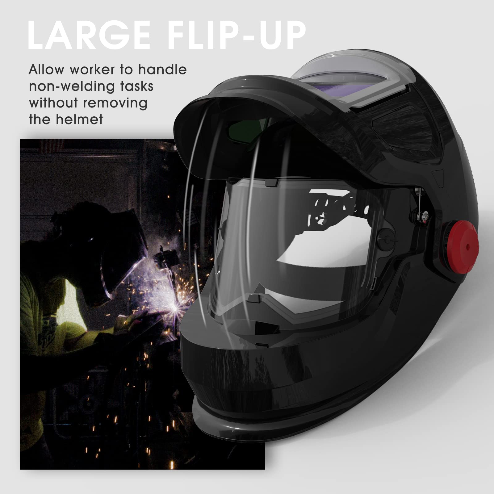 YESWELDER Flip-up Auto Darkening Welding Helmet with Large view, Digital Welding Lens, 1/1/1/1 True Color 4 Arc Sensor Wide Shade 4/5-9/9-13 Welder Mask for TIG, MIG, ARC, CUT and GRIND