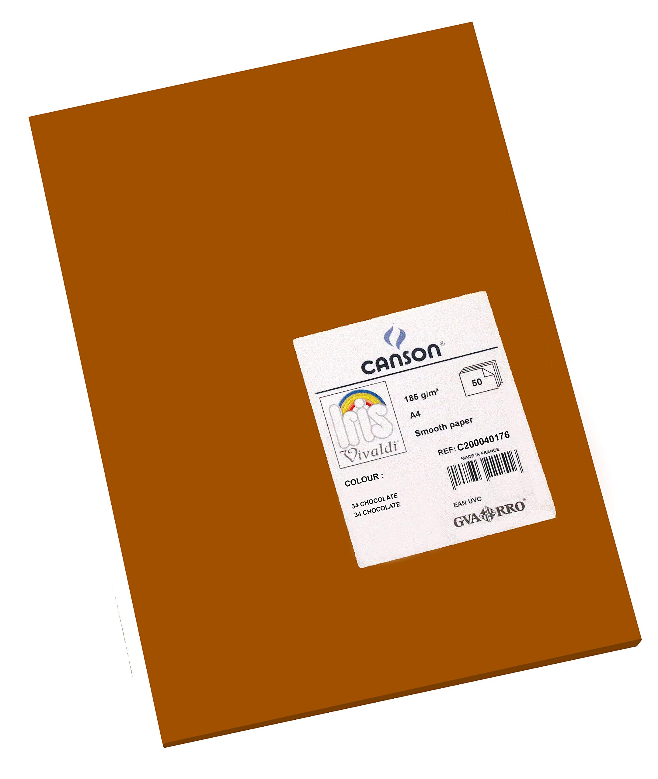 Canson Iris Vivaldi A4 185 GSM Smooth Colour Paper - Chocolate (Pack of 50 Sheets)