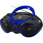 Jensen&reg; CD-490 Classic Boom Box Portable CD Player Home Audio Radio AM-FM, Stereo Speakers, Aux Line-in, Headphone Jack - Blue - Limited Edition Color