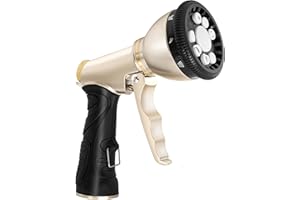 YMHB Garden Hose Nozzle, Heavy Duty Metal Water Hose Nozzle with 9 Spray Patterns, High Pressure Water Hose Nozzle Sprayer for Watering Garden, Washing Cars and Showering Pets