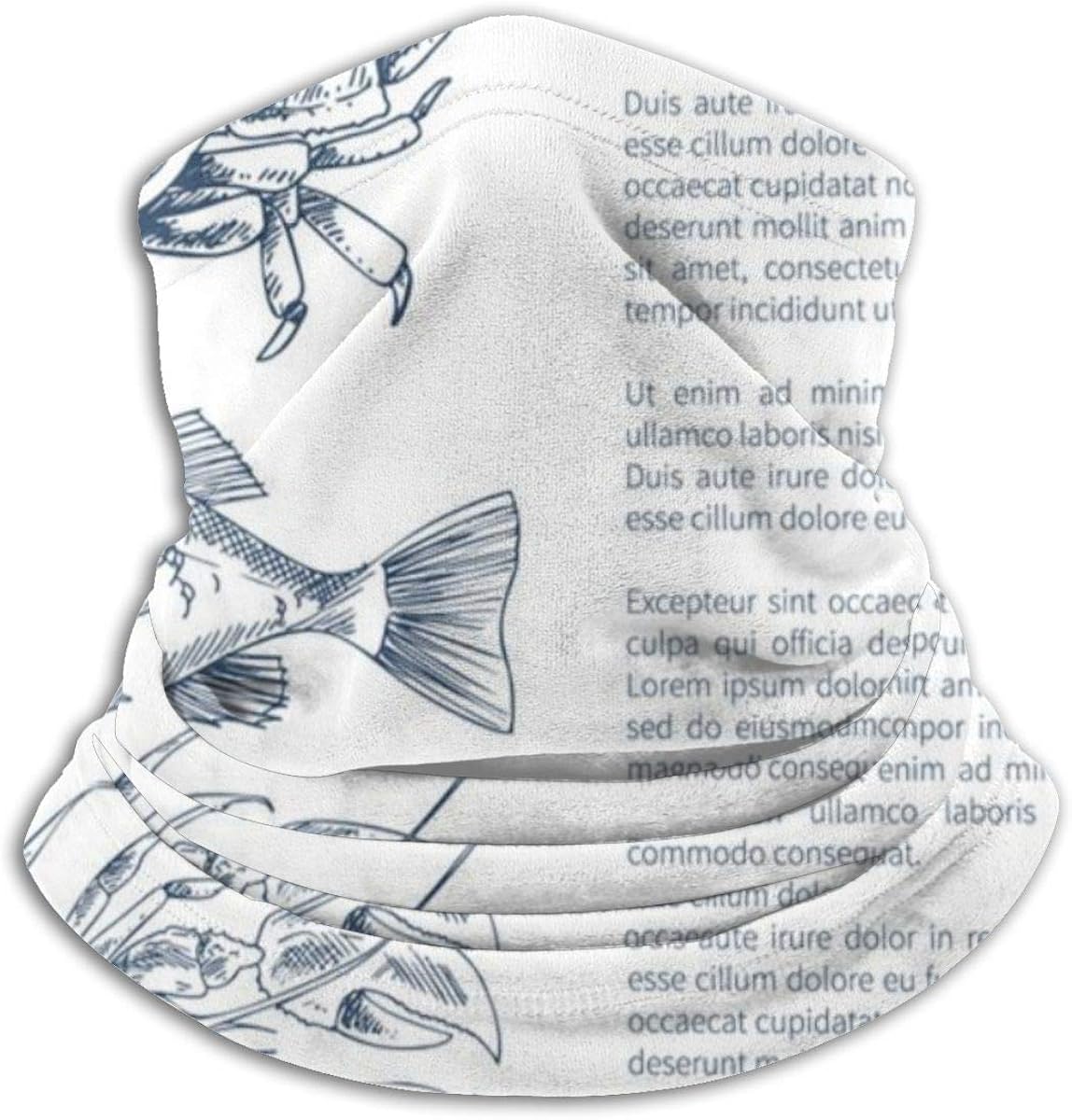 Lobster And Crayfish Bream Or Bass Seafood Poster Neck Warmer - Neck Gaiter Tube,Ear Warmer Headband & Face Mask.Ultimate Thermal Retention,Versatility & Style.Constructed With Super Soft Microfiber