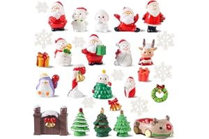 DomeStar 30Pcs Miniature Christmas Figurines, Resin Snowman Figurines - Ideal for Snow Globes, Clear Ornaments for Crafts, Fairy Garden, Winter Holiday Party Decor Christmas Village Accessories