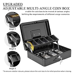 Polspag Cash Box with Lock and 2 Keys, Large Cash
