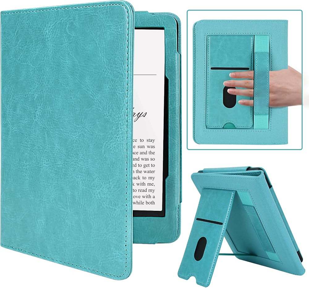 MMK Kindle Paperwhite Case 7/6.8 inch Premium PU Leather Smart Cover Lake Blue