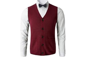 ZHILIFS Men's Sweater Vest V-Neck Sleeveless Knitted Button Cardigan DXL Big and Tall Vest