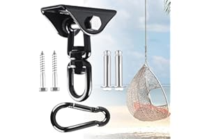 IFDGCTK 360°Rotating Hammock Hanging Kit - Heavy Duty Hanging Hooks for Swing Hanging Hook kit Stainless Steel 1000 lb Loading Hammock Hooks for Trapeze, Yoga, Boxing Bag, Hammock Chair