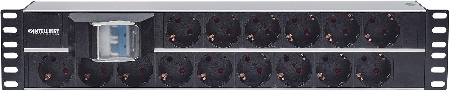 Intellinet 714051 19" 2U Rackmount 15-Output Power Distribution Unit (PDU), With Double Air Switch, 3 m (10 ft.) Power Cord - Image 4