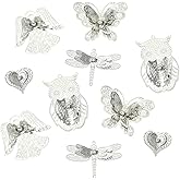 KitBeads 10Pcs 5 Styles Butterfly Dragonfly Charms Antique Filigree Connector Charms 3D Hollow Heart Angel Wing Charms for DIY Jewelry Making Necklaces