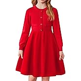 Arshiner Girls Sweater Dress Long Sleeve Button Knit Fall Winter Pullover Dresses for Kids 5-12 Years