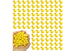 DoubleWood Resin Mini Ducks Set, 100 Pieces, Tiny Ducks Miniature Decorative Mini Animal Figurines for Dollhouses, Gardens, Cakes and Crafts (100Pcs Yellow)