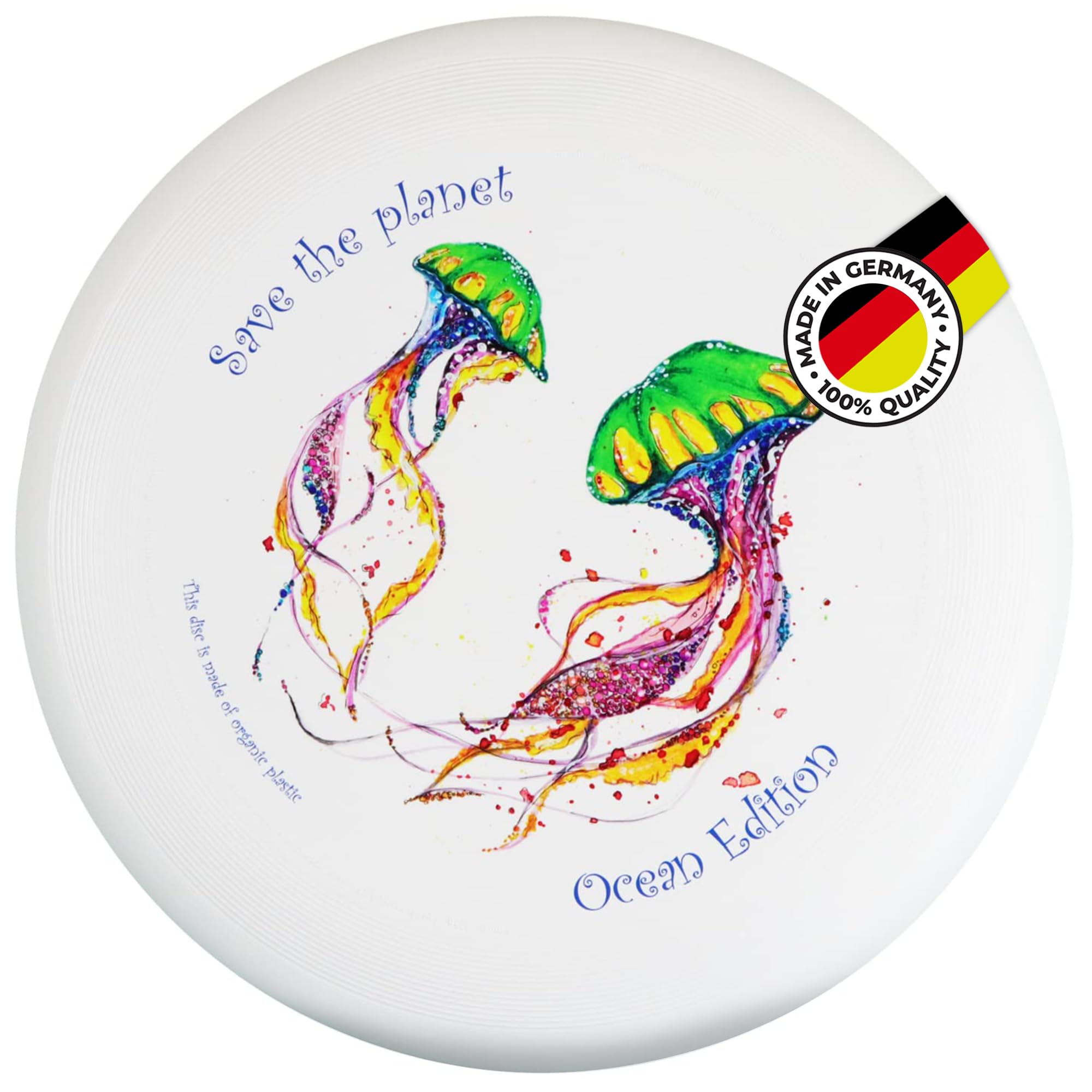 Eurodisc, 175 g Ultimate Frisbee, Disc Competition Throwing Disc, Organic Plastic, Stable Trajectory, Over 100 Metres, with Motif, Save The Planet Jellyfish, Ocean Edition