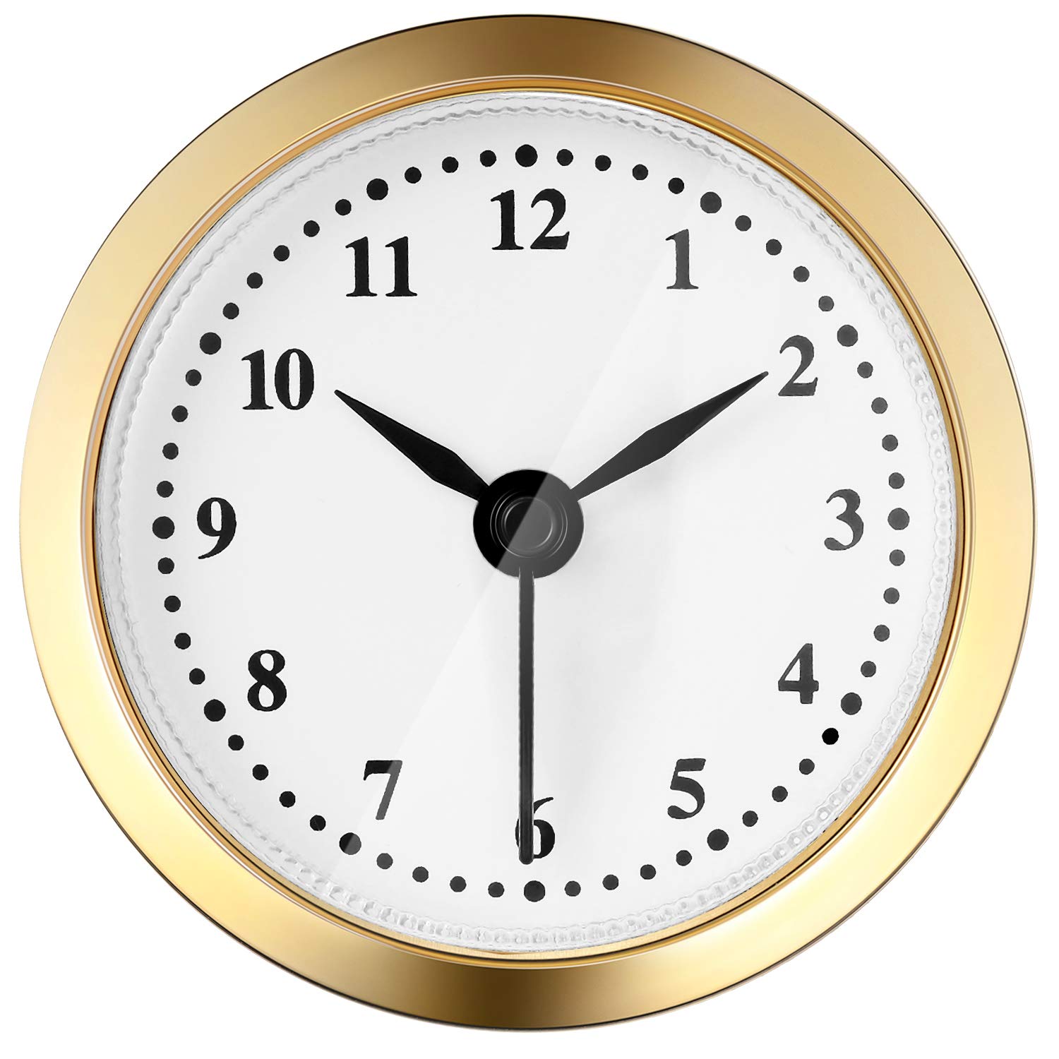 Photo 1 of 2.4 Inch (61 mm) Quartz Clock Battery Fit-up Insert with Arabic Numeral, Quartz Movement (Gold Rim)