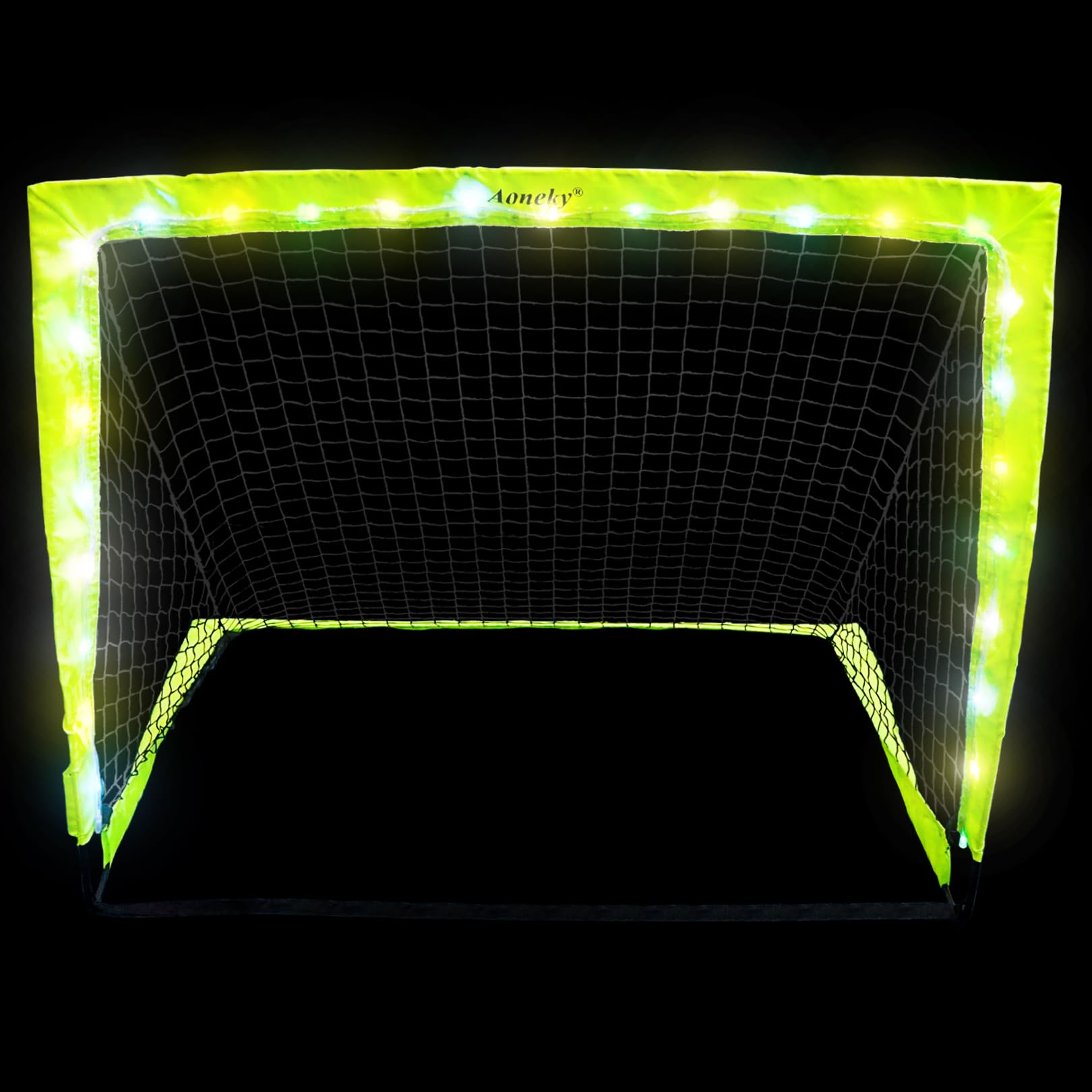 Aoneky 4x3ft LED Light Up Soccer Goal - Glow in The Dark Pop-up Soccer Net