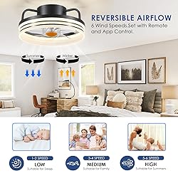 BYKISTOK Ceiling Fans with Lights - 13" Bladeless