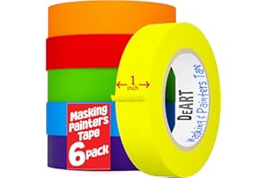 DEART 6 Pcs Colored Masking Tape, Extra Long 1008 Feet or 360 Feet x 1 Inch Painters Tape, Color Painter Tape for Arts & Crafts Labeling or Coding, Kids Art Supplies (360 ft)