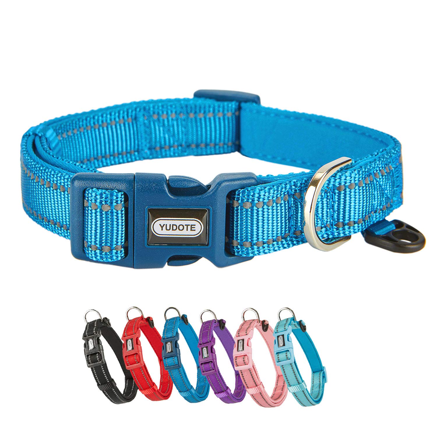 YUDOTE Dog Collar Small Strong Reflective Nylon Webbing with Soft Comfy Neoprene Padded Linning for Small Dogs Daily Use,Royal Blue