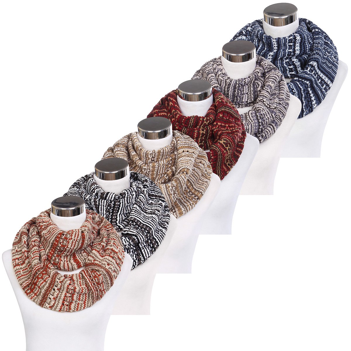 Bohemian Style Three Tone Winter Knit Warm Infinity Circle Scarf - Diff Colors Bohemian Style Three Tone Winter Knit Warm Infinity Circle Scarf - Diff Colors