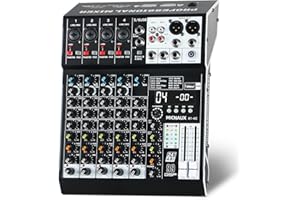 MICNAUX Audio Mixer 6 Channel Professional Sound Mixer Console with 99 DSP Effects, Mixing Board DJ Mixer w/USB, Bluetooth, 48V Power Supply, PAD Button for Recording Karaoke PA Drum Live Music