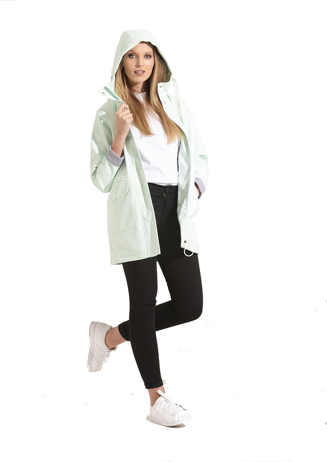 Charcoal Fashion Premium Water Resistant Rubber Rain Coat (05JS18 Mint