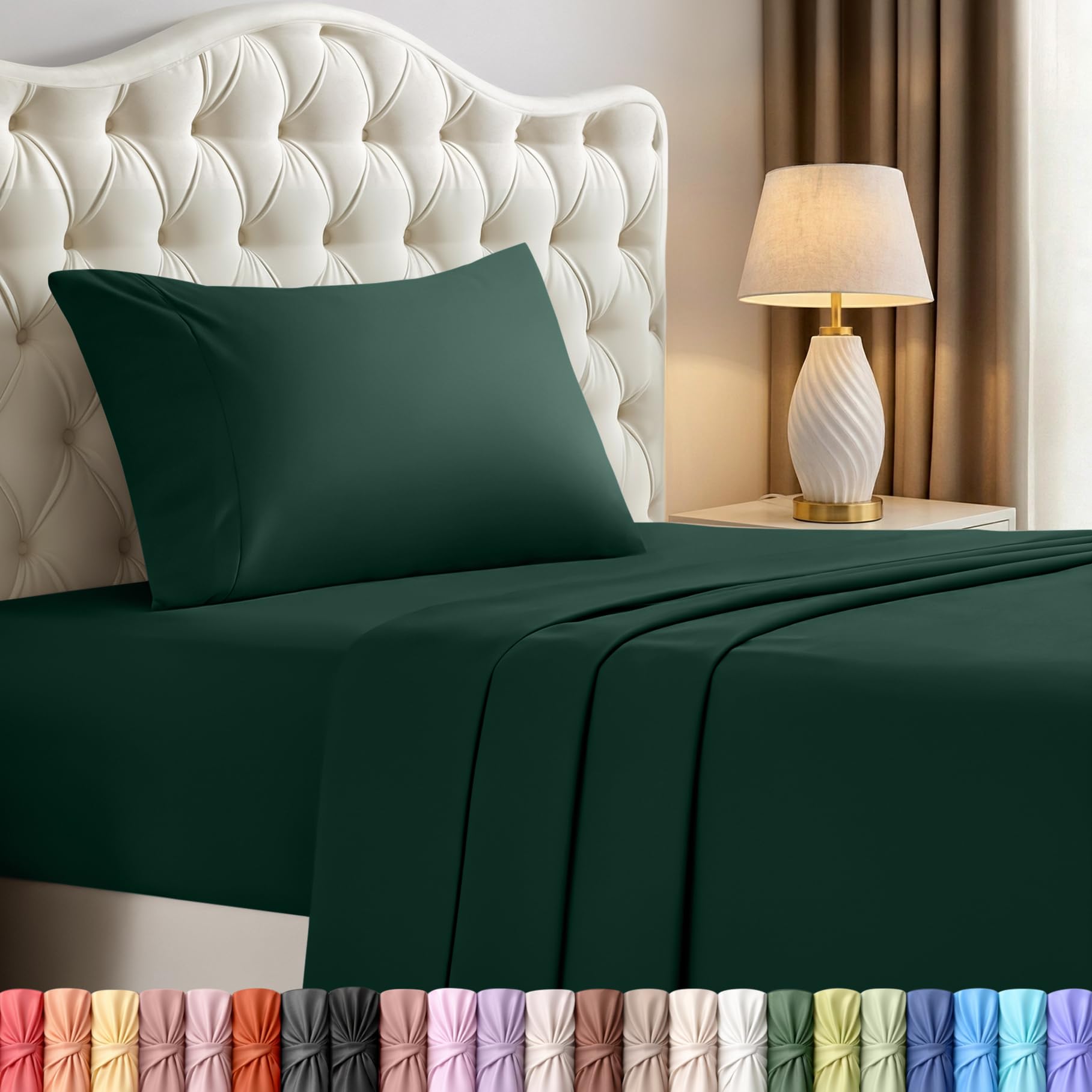 Utopia Bedding Twin XL Sheet Set – 3 Piece Bed Sheets for Twin XL Size Bed, Soft and Breathable Microfiber, Includes 1 Fitted Sheet, 1 Flat Sheet and 1 Pillowcase – Oeko Tex (Emerald) Image
