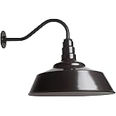 Steel Lighting Co. Large Outdoor Barn Light | Gooseneck Light Fixture | Made in America from 18-Gauge Steel | 20" Dome | 16" 