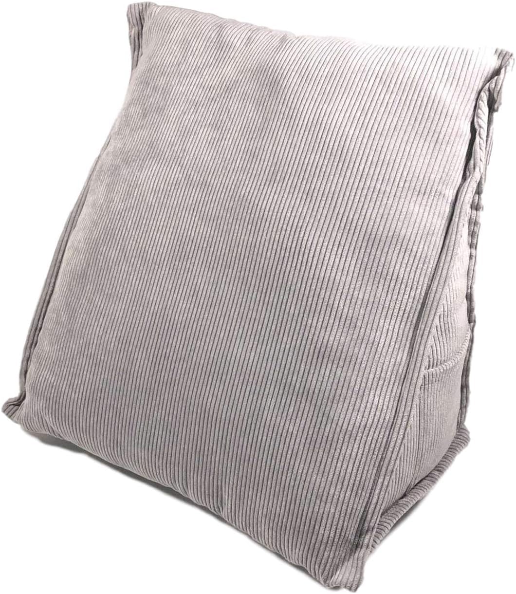 NVEOP Wedge Shaped Reading & Bed Rest Pillows, Soft Corduroy Triangle Cushion Pillow for Back Support and Comfort, Rest Reading Pillow Perfect for Reading/Watch TV,Grey: Home & Kitchen