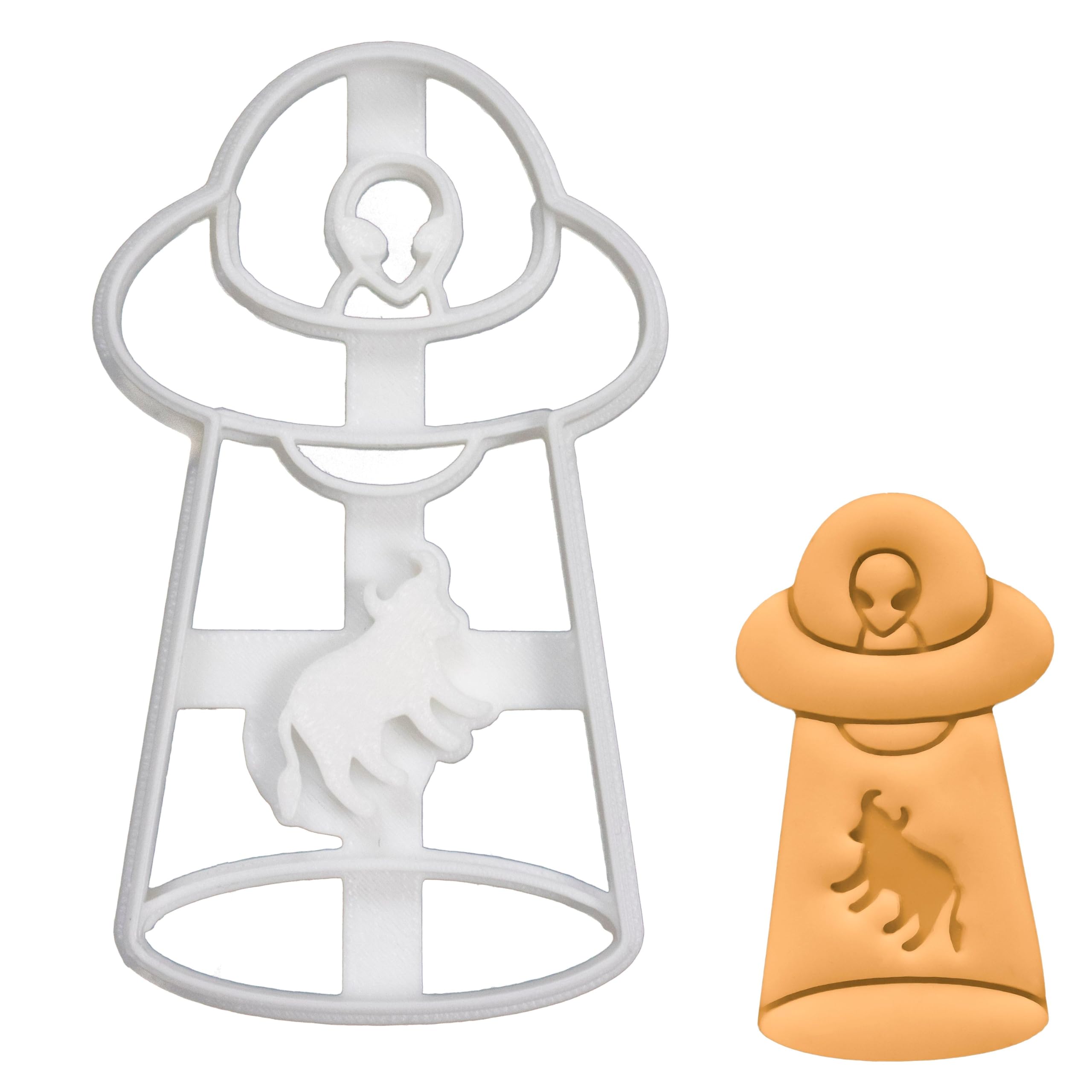 BAKERLOGY UFO Cow Abduction Cookie Cutter - Detailed Biscuit Cutter Design for Baking and Crafts, Ideal on Fondant, Dough, Clay