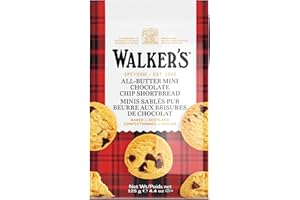 Walker's Shortbread Mini Chocolate Chip Rounds, All Butter Shortbread with Dark Chocolate Chips - 125g Bag