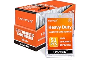 LOVFEN Magnetic Card Holder 25 Packs, 35pt Card Holder Touch for Trading Cards, U-V Protection Magnetic Card Case for Baseball Game Sports Cards, Card Protectors Hard Plastic