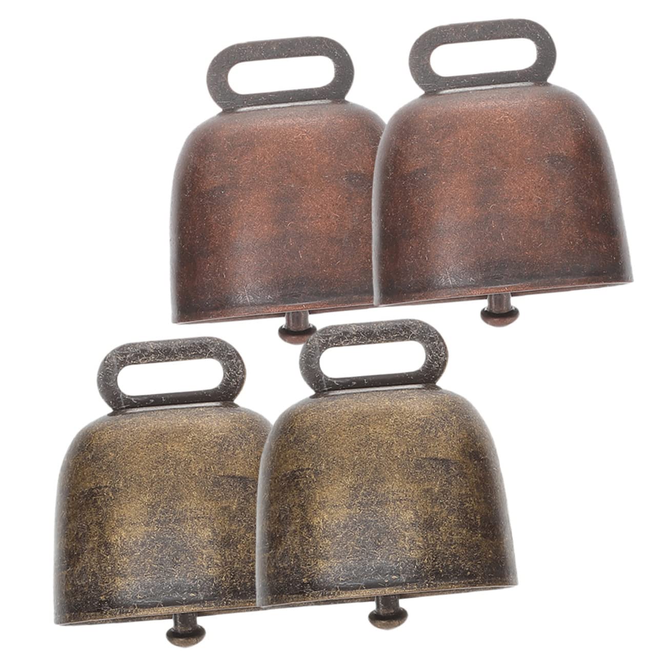 STOBOK Christmas Craft Bell 4pcs Metal Cowbell Christmas Jingle Bell Farm Grazing Bells Livestock Hanging Pendants Pet Anti-lost Bell Cow Bells Large Super Loud Copper Oxen and Horses