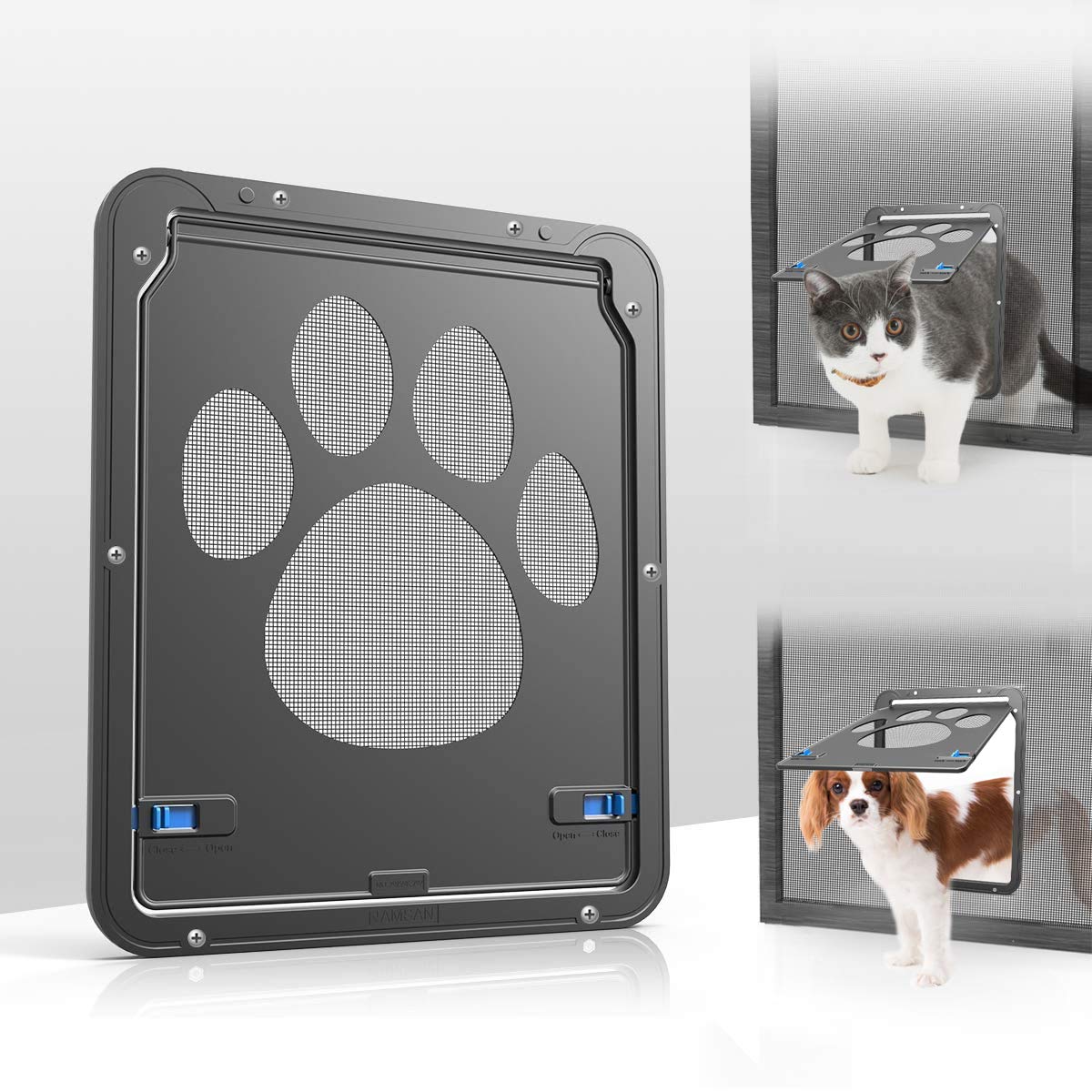 Namsan Pet Screen Door - Sliding Screen Dogs Door with Magnetic Flap for Exterior Doors Lockable Pet Door for Cat Dog