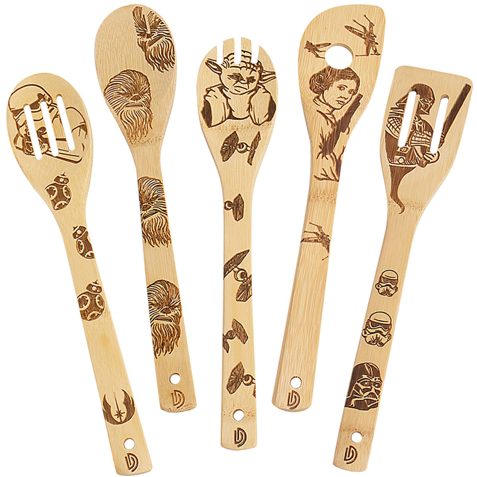 Star Wars Gifts for Men Adults - 5 PCS Wooden Spoons Cooking Utensils,Wooden Spatula for Cooking and Baking,Baby Yoda Gifts for Women,Starwars Gift for Men,Valentines Gifts for Him