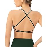 PAVOI ACTIVE Open Back Strappy Yoga Workout Bras for Women - Low Support Criss-Cross Sports Gym Bra Removable Pads - FlexFlow