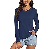 MAGCOMSEN SPF Shirts for Women Long Sleeve Workout Tops V-Neck UPF 50+ UV Sun Shirt Quick Dry Performance Tees Swim Tops