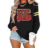 MYHALF Game Day Sweatshirt Football Shirts: Women Gameday Sequin Outfits Football Fan Game Day Shirt Long Sleeve Casual Tops
