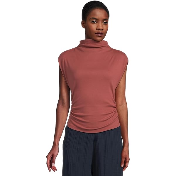 Michael Stars Women's Tina Mock Neck Top, Oatmeal at Amazon