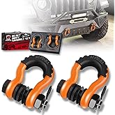 AMBULL Shackles 3/4 Inch D Ring Shackle (2 Pack) 45,000lb Break Strength with 7/8 Inch Pin, Isolator and Washer Kits for Use with Tow Strap, Winch, Off-Road Jeep Truck Vehicle Recovery, Orange