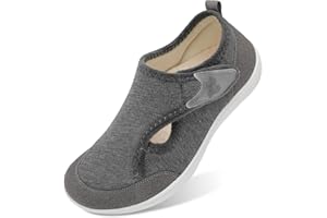JIASUQI Womens Slippers Adjustable Breathable Wide Diabetic Shoes House Shoes Anti Skid Arthritis Edema Walking Shoes for Ind