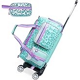 Kids Rolling Duffle Bag with Wheels for Girls - Travel Overnight Bag with Makeup and Toiletry Bag - Dance Bag for Women