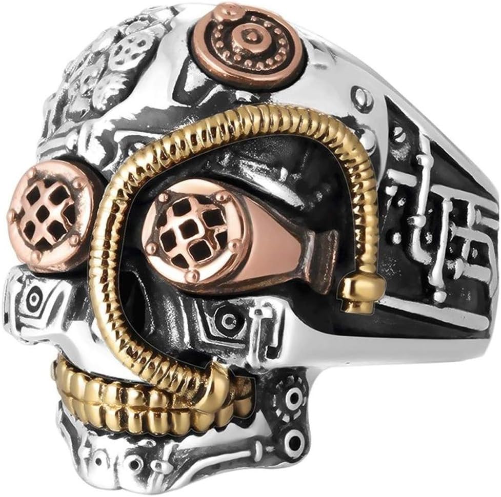 Balakie Ring, Steampunk Skull Rings for Men Women Biker Jewelry Cool Gothic Golden Sugar Skull Hip Hop Fine Gift